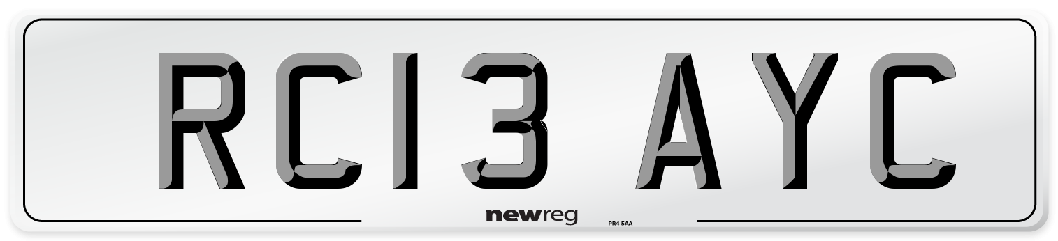 RC13 AYC Number Plate from New Reg
